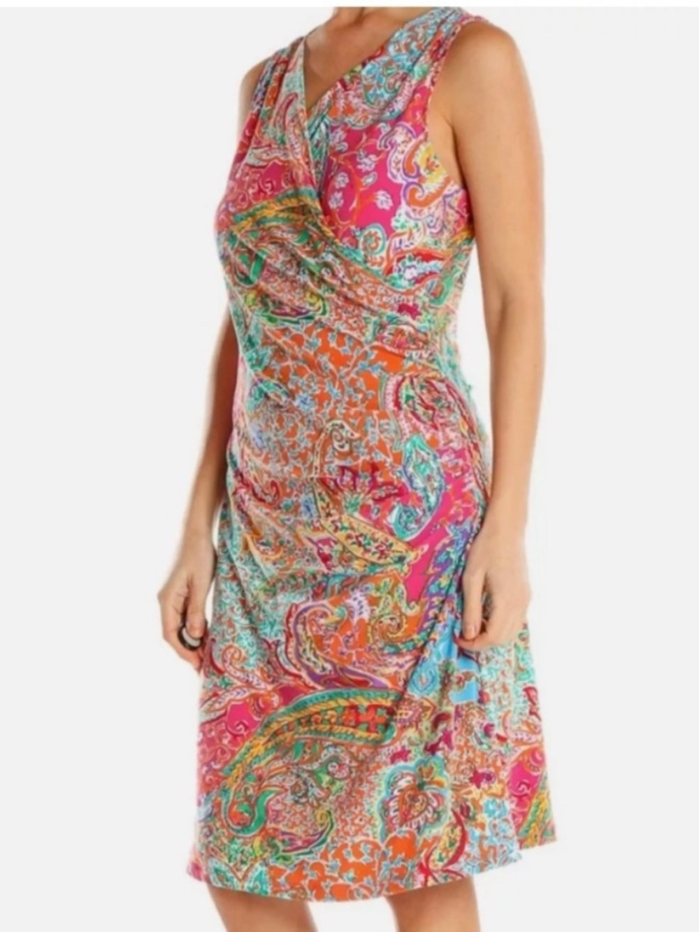 Lauren Ralph Lauren Vibrant Paisley Twist-Front Midi Dress